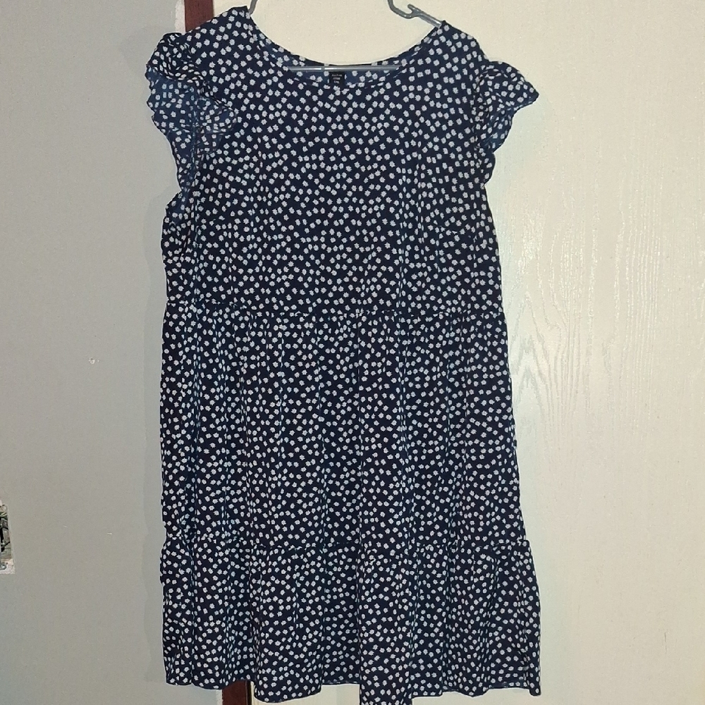 SHEIN Navy and White Polka Dot Casual Dress